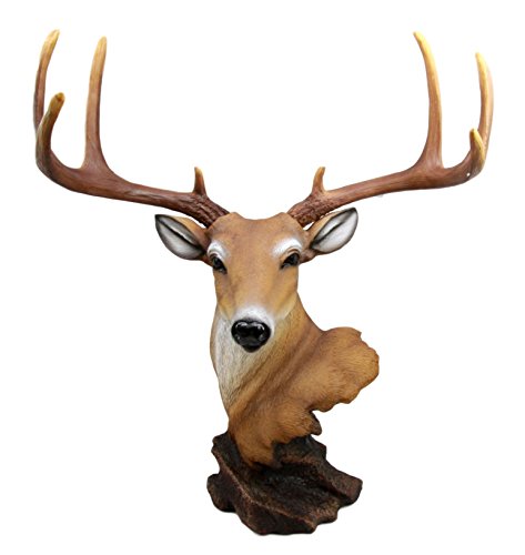 Ebros Large Decorative 8 Point Big Buck Bust Figurine Game Deer Hunters Rustic Cabin