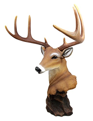 Ebros Large Decorative 8 Point Big Buck Bust Figurine Game Deer Hunters Rustic Cabin