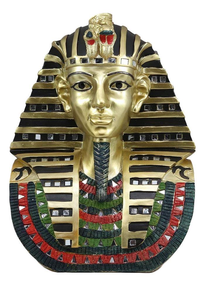 Ebros Large Egyptian King TUT Bust Statue With Decorative Glass Mirrors 14" Tall