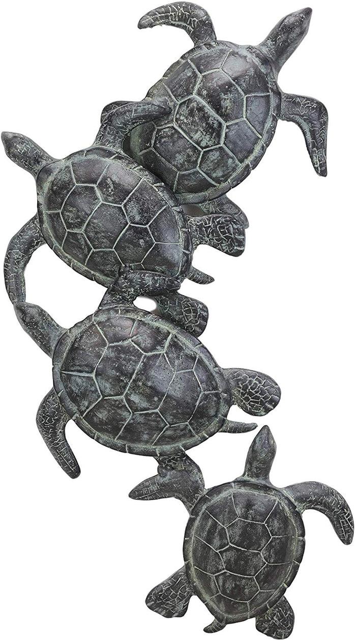 Ebros Large Family Of Sea Turtles Wall Sculpture Hanging Plaque 25" High Decor