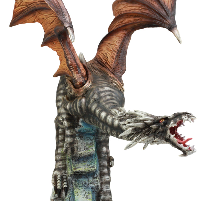 Ebros Large Flying Striped Dragon Over Frozen Rocks Statue Mythical Fantasy Figurine
