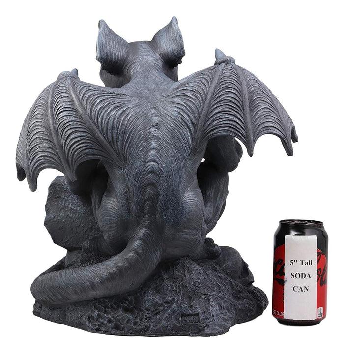 Ebros Large Gargoyle By Skull Graveyard Statue With Get Off My Lawn Sign 15"H Sculpture