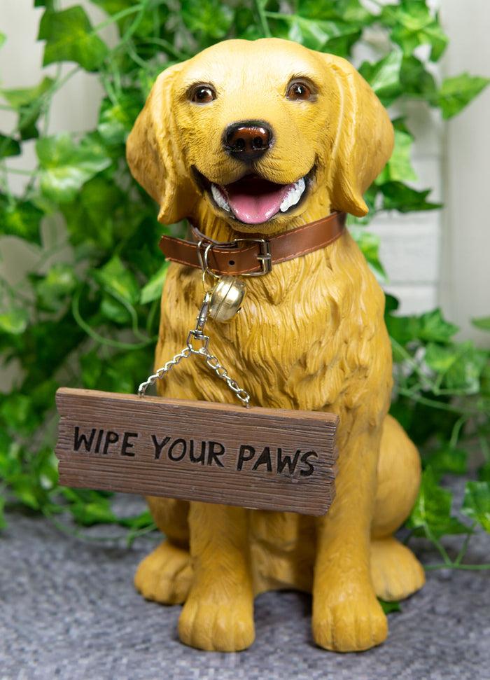 Ebros Large Golden Retriever Puppy Decor Statue With Jingle Collar Greeting Sign