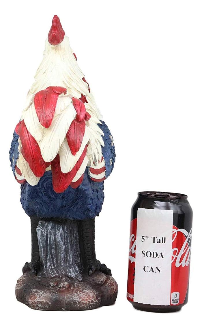 Ebros Large Good Morning America Patriotic USA Flag Alpha Rooster Statue 12.25" Tall Taxidermy American Pride Chicken Home Decor Sculpture Great Gift For Rustic Western Country Lovers Farmers