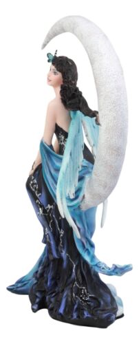 Ebros Large Indigo Moon Celestial Witching Hour Fairy With Kitten Cat Statue 11.75"H