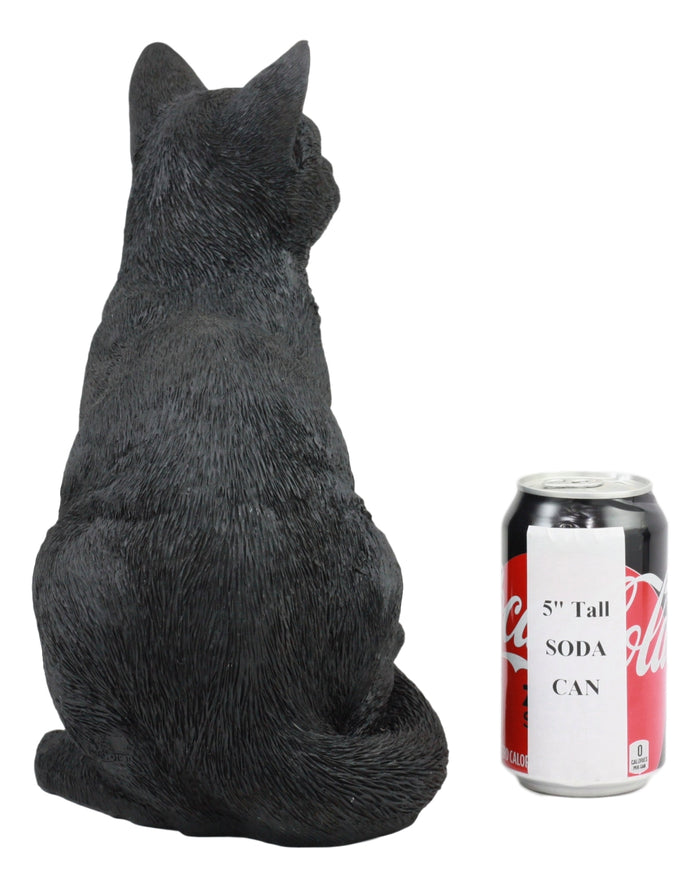 Ebros Large Lifelike Pawing Mystical Black Cat Statue 11.75"H With Glass Eyes