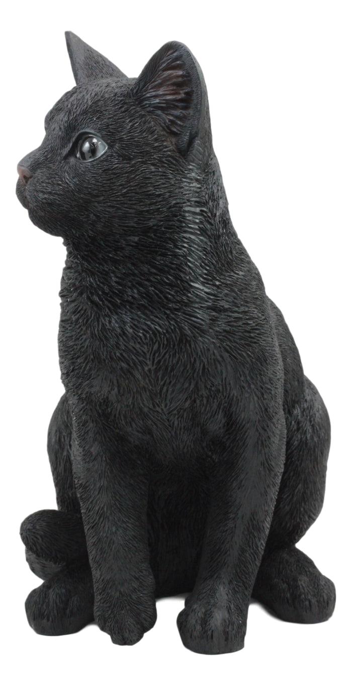 Ebros Large Lifelike Pawing Mystical Black Cat Statue 11.75"H With Glass Eyes