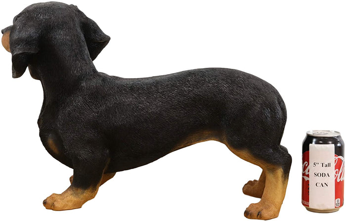 Ebros Large Lifelike Realistic Black And Tan Dachshund Dog Statue 19.5" Long