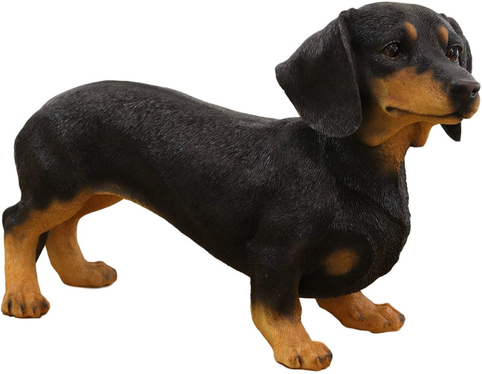 Ebros Large Lifelike Realistic Black And Tan Dachshund Dog Statue 19.5" Long