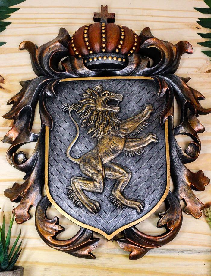 Ebros Large Medieval Heraldic Royal Lion Coat Of Arms King Crown Shield Plaque