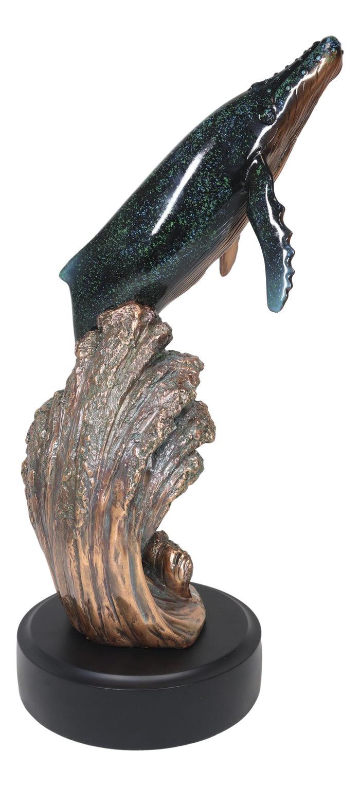 Ebros Large Nautical Ocean Marine Baleen Humpback Whale Breaching Water Statue