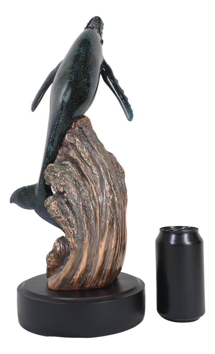 Ebros Large Nautical Ocean Marine Baleen Humpback Whale Breaching Water Statue