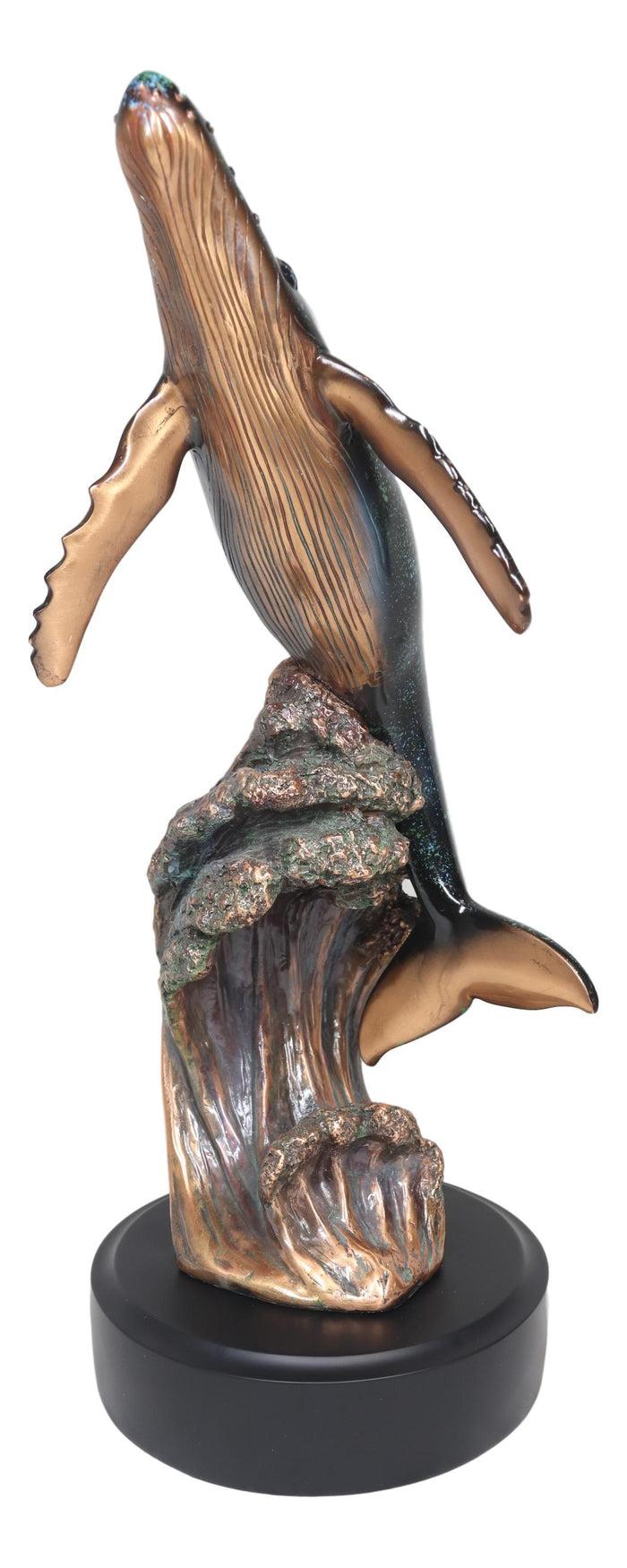Ebros Large Nautical Ocean Marine Baleen Humpback Whale Breaching Water Statue