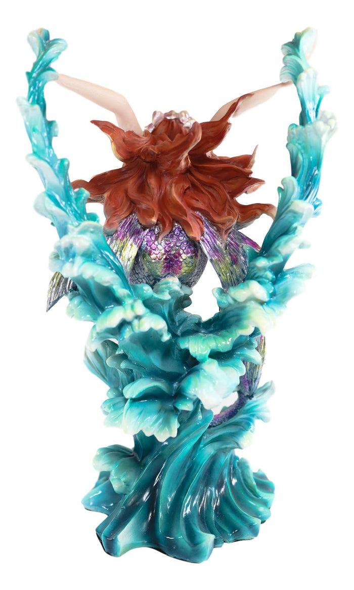 Ebros Large Nouveau Nautical Iris Tail Mermaid Surfing Ocean Waves Statue 17"H