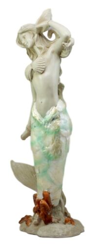 Ebros Large Ocean Turquoise Mermaid Listening To Sconce Shell Figurine 17.5"H