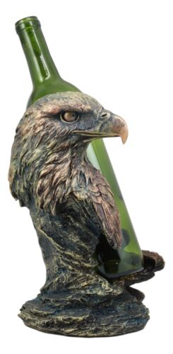 Ebros Large Patriotic Bald Eagle Wine Bottle Holder Figurine In Faux Bronze Finish 10" High