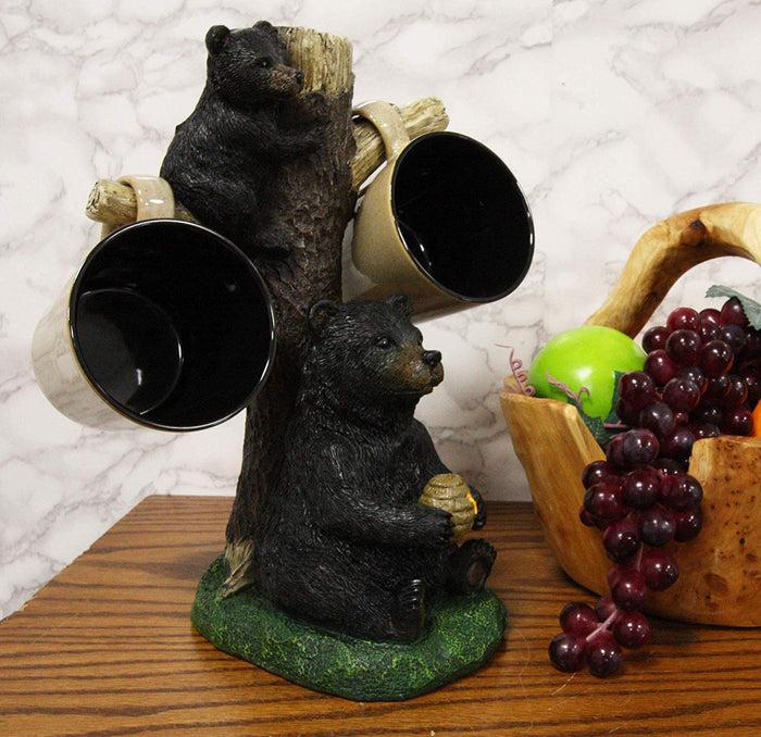 Ebros Large Rustic Mother Bear With Honeycomb And Climbing Cub Mug Tree Statue