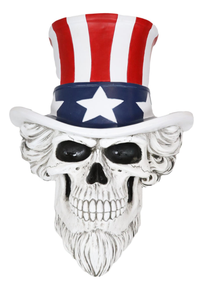 Ebros Large Uncle Sam Patriotic Grinning Skull With Top Hat Wall Decor Hanging Plaque