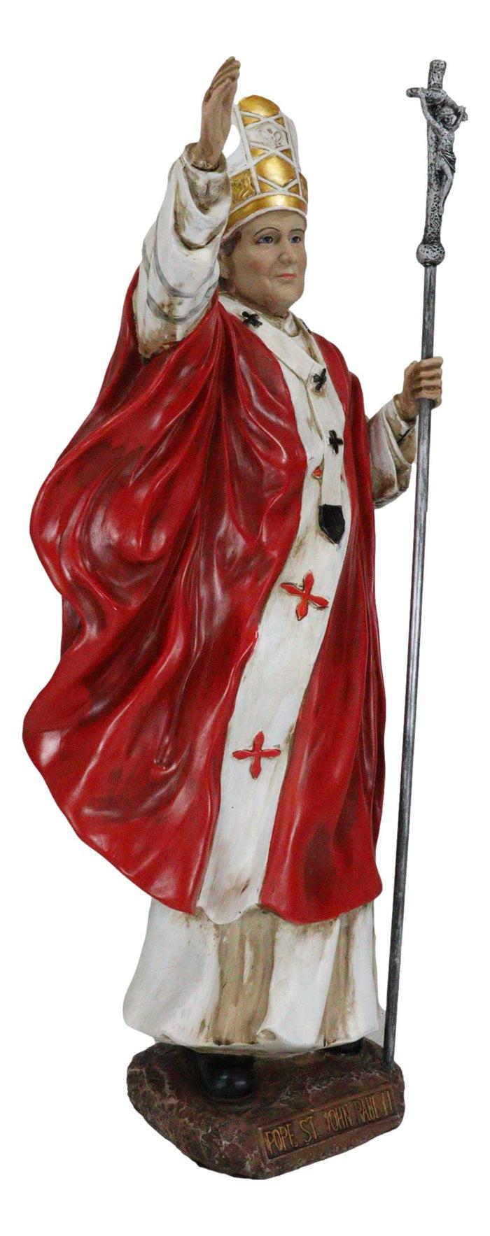 Ebros Large Venerable Pope John Paul II Holding The Cross Of Christ Statue