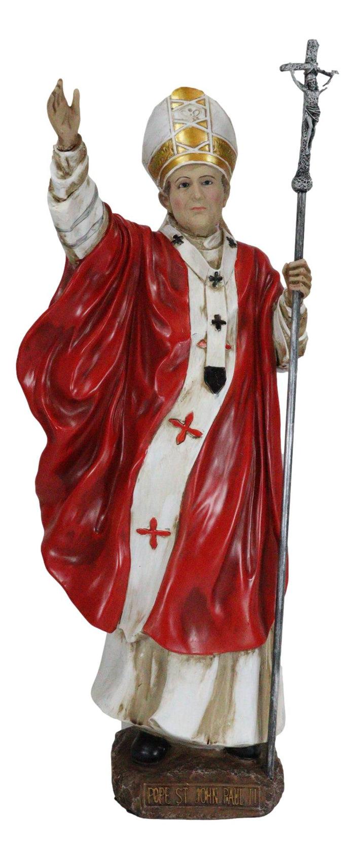 Ebros Large Venerable Pope John Paul II Holding The Cross Of Christ Statue