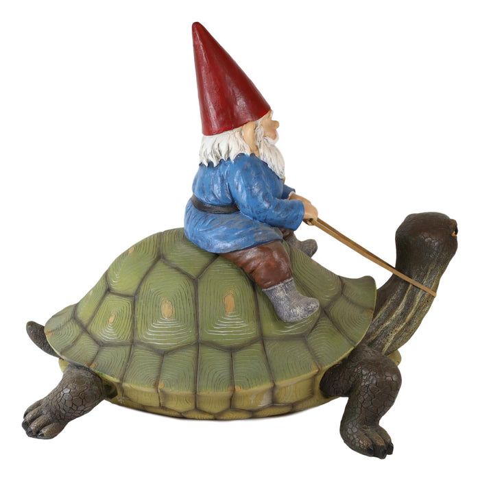 Ebros Large Whimsical Mr. Gnome Riding Faithful Giant Turtle Garden Statue 17.25" Long
