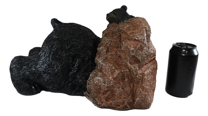 Ebros Large Whimsical Rustic Forest Black Bear Butt Stuck In Rock Hole With Cub Statue