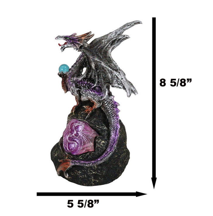 Ebros Lavender Dragon With LED Light On Lava Mountain 8.5 Inches Tall Fantasy
