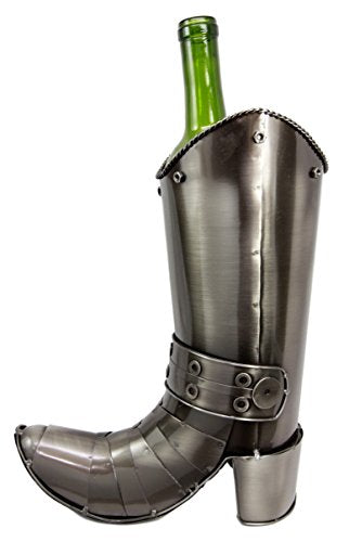 Ebros Le Fleur Crusader Medieval Knight Boot Steel Metal Wine Bottle Holder Caddy