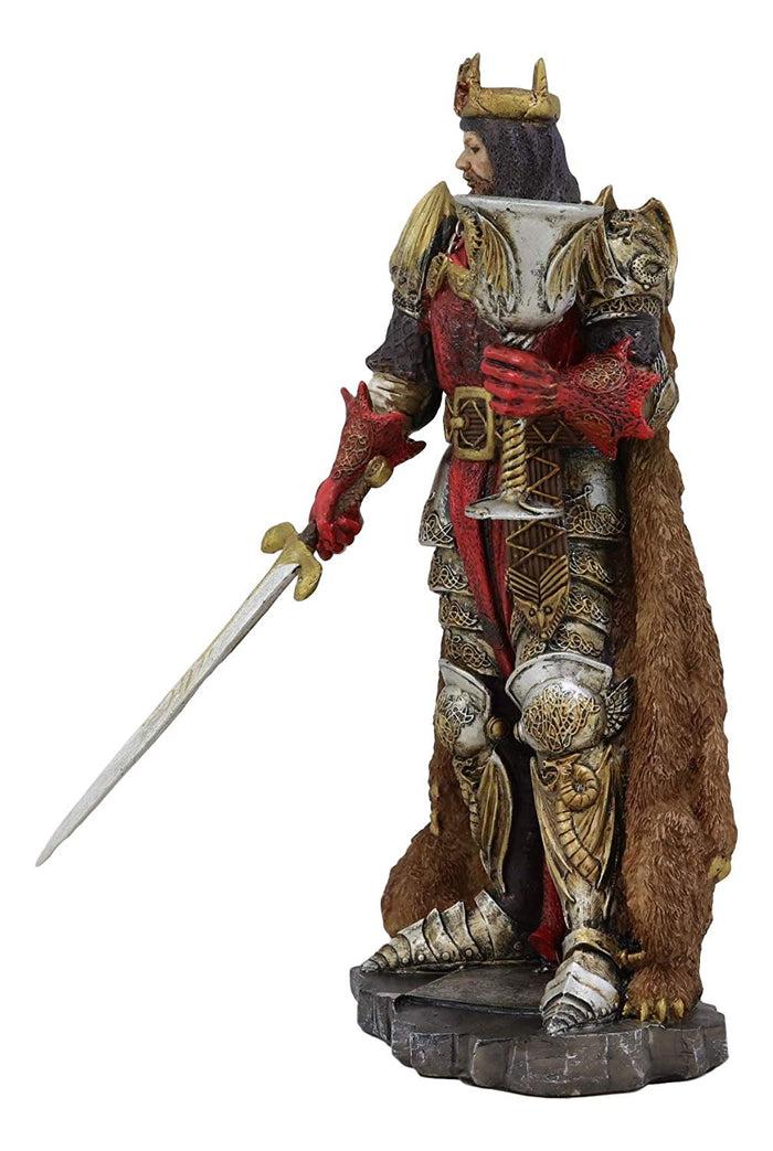 Ebros Legendary King Arthur Pendragon Wielding The Excalibur Sword Statue 10" Tall Matter Of Britain Knights Of The Round Table Kingship Figurine (Vivid Colors)