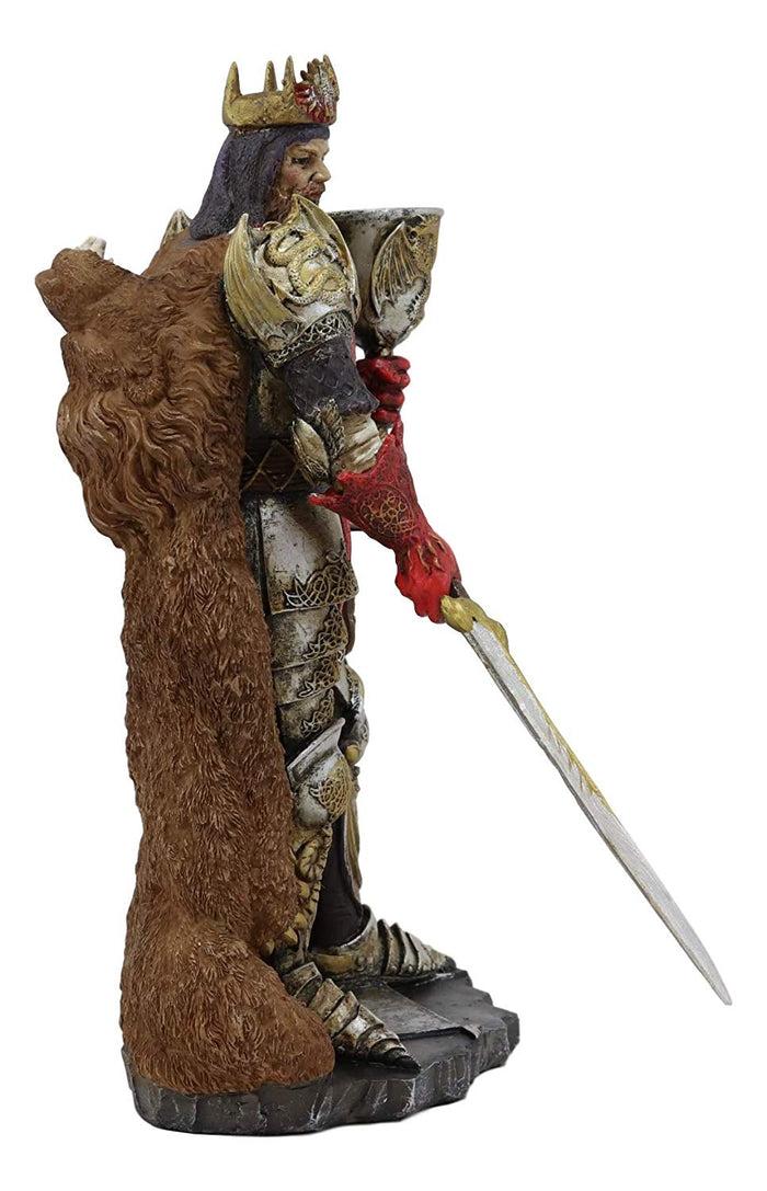 Ebros Legendary King Arthur Pendragon Wielding The Excalibur Sword Statue 10" Tall Matter Of Britain Knights Of The Round Table Kingship Figurine (Vivid Colors)