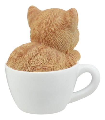 Ebros Lifelike Orange Tabby Cat Teacup Pet Pal 3" Tall With Glass Eyes Figurine