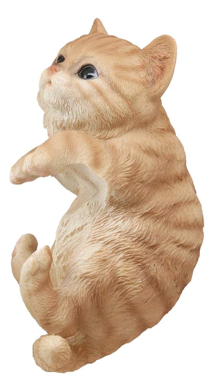Ebros Lifelike Pot Pal Hanging Orange Tabby Cat Statue 8"Tall With Glass Eyes Decor