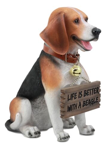 Ebros Lifelike Realistic Beagle Dog Welcome Greeter Statue 12" Tall Hound Dog Breed Collectible Decor Figurine With Jingle Collar Greeting Signs