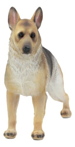 Ebros Lifelike Realistic German Shepherd Dog Statue With Glass Eyes 8.25" Long Animal Decorative Figurine