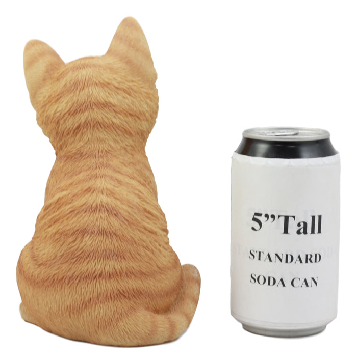 Ebros Lifelike Sitting Orange Tabby Cat Statue 7.5"H With Glass Eyes Figurine