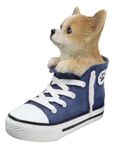 Ebros Lifelike Taco Chihuahua Puppy Dog In Sneaker Shoe Figurine 6.75"H