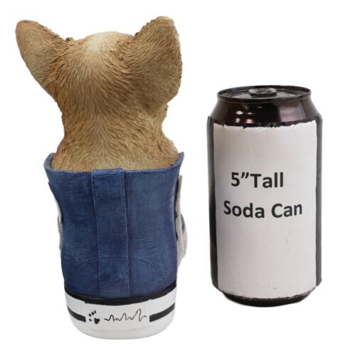 Ebros Lifelike Taco Chihuahua Puppy Dog In Sneaker Shoe Figurine 6.75"H