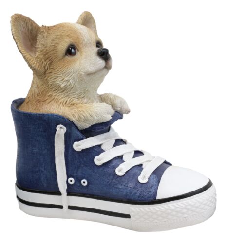 Ebros Lifelike Taco Chihuahua Puppy Dog In Sneaker Shoe Figurine 6.75"H