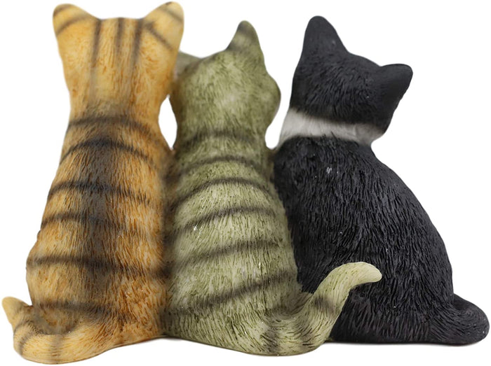 Ebros Lifelike Trio Shorthair Kittens Cats Sitting Side By Side Figurine 5" Long