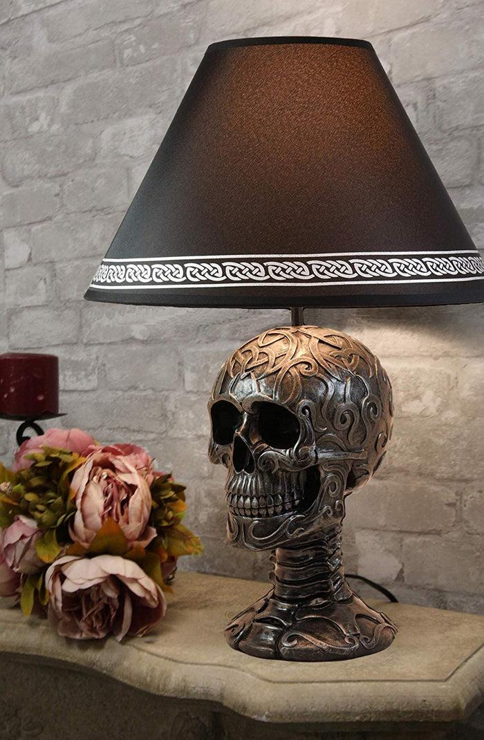 Ebros Light Of Wisdom Gothic Tribal Skull Table Lamp With Shade