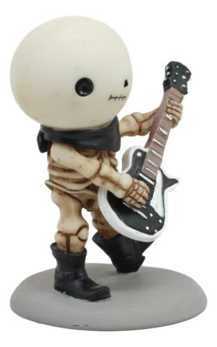 Ebros Lightning Lucky The Rock Star Skeleton Electric Guitarist Statue 3.5" Tall Unfortunate Luck Of The Lightning Guitar Rocker Collectible Figurine