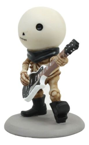 Ebros Lightning Lucky The Rock Star Skeleton Electric Guitarist Statue 3.5" Tall Unfortunate Luck Of The Lightning Guitar Rocker Collectible Figurine
