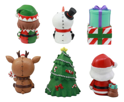Ebros Limited Edition Christmas Furry Bones Figurine Set Of 6 Furrybones Reindeer Rudolph Christmas Tree Elf Santa Snowman Wrapped Gift Boxes Skeleton Decor Statue For Halloween Holiday Season