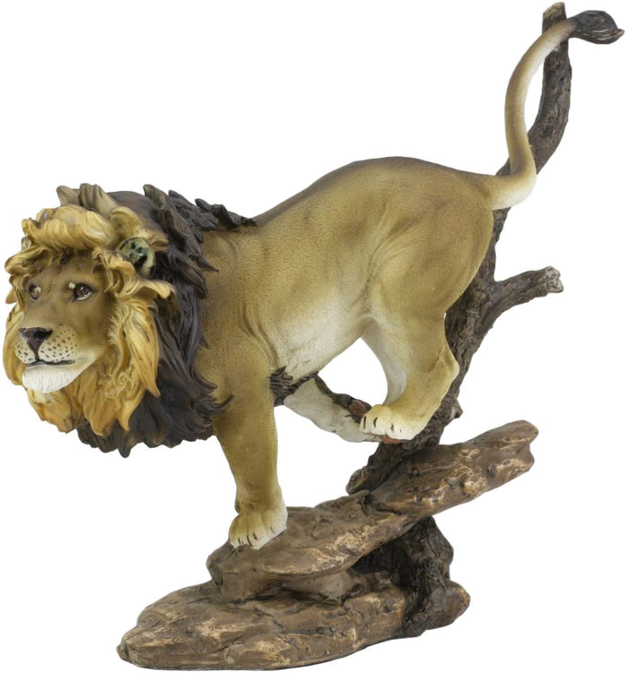 Ebros Lion King Of The Jungle Running Down A Sloping Rock Statue 11.25" Long