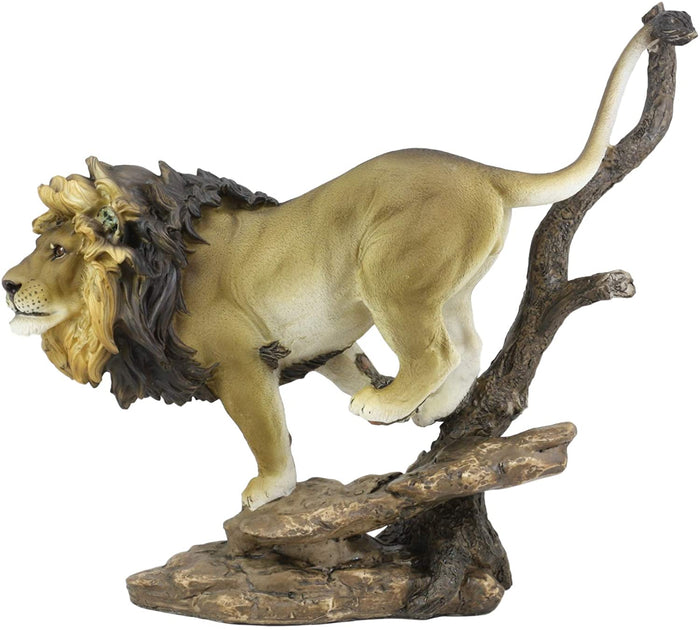 Ebros Lion King Of The Jungle Running Down A Sloping Rock Statue 11.25" Long