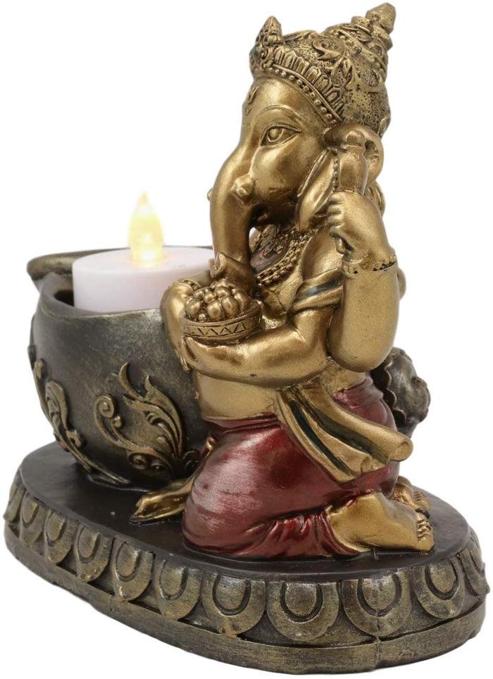 Ebros Lord God Ganesha With Modaka Bowl Of Sweets Votive Candle Holder Figurine