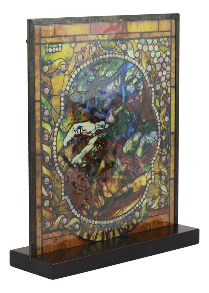 Ebros Louis Comfort Tiffany Four Seasons Collection Winter Stained Glass Art With Base Decor