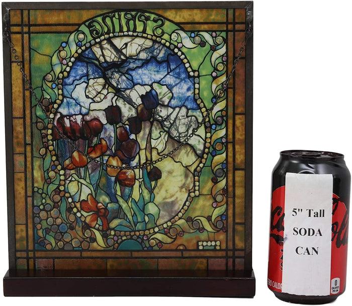 Ebros Louis Comfort Tiffany Four Seasons Collection Spring Stained Glass Art With Base Decor