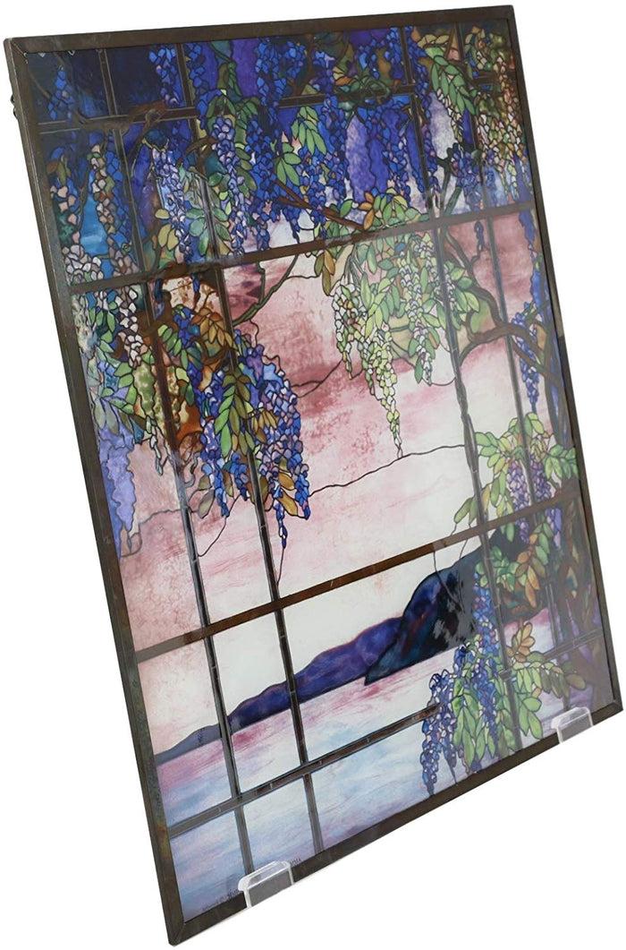 Ebros Louis Comfort Tiffany Landscape Window Oyster Bay Stained Glass Art Panel