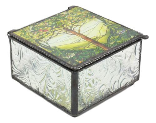 Ebros Louis Comfort Tiffany Northrop Tree Of Life Stained Glass Art Jewelry Box